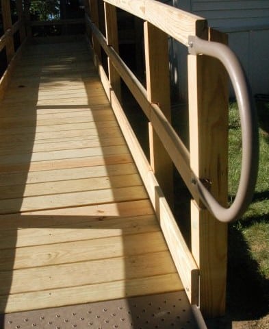 a wooden wheelchair ramp